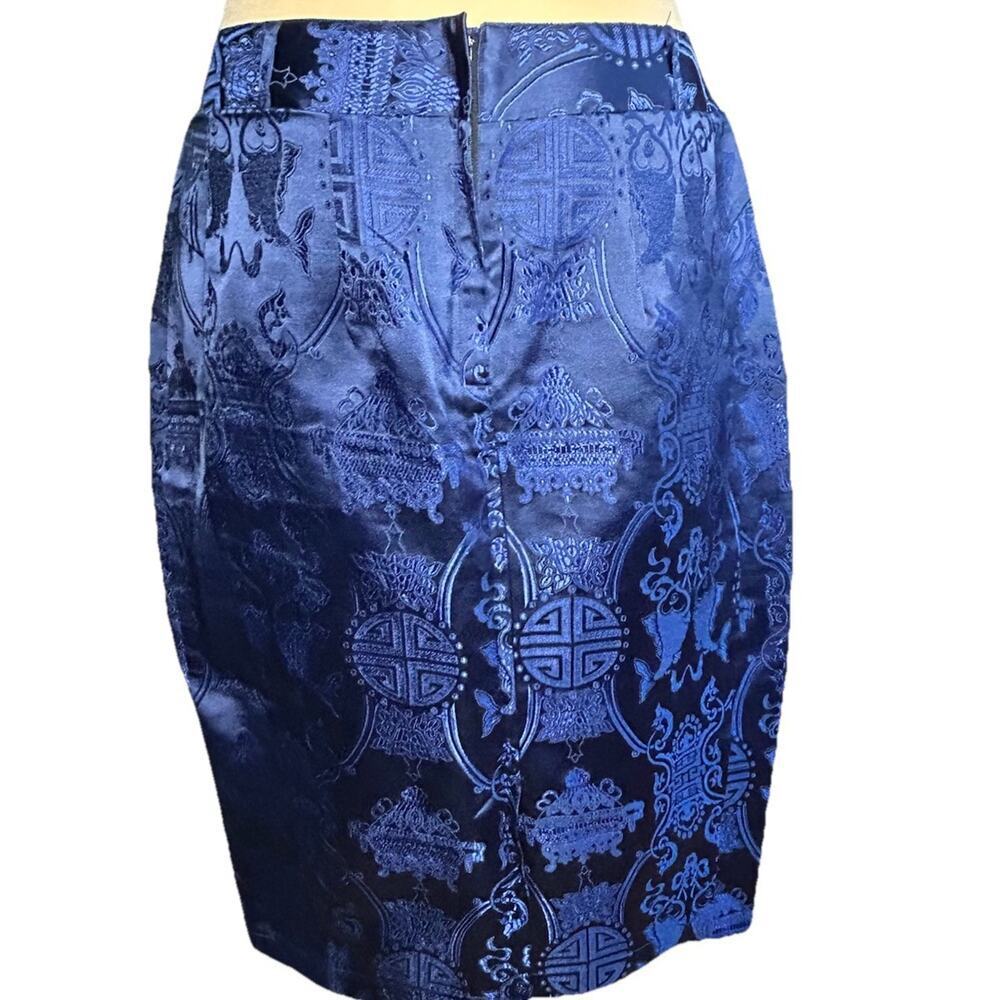 True Corset Playgirl Royal Blue Brocade Pencil Skirt Coquette Bodycon Women’s L - Picture 3 of 9